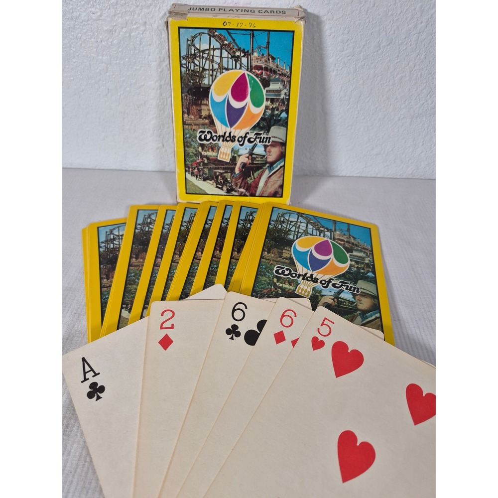 Vintage 1976 Worlds of Fun Jumbo Playing Cards Kansas City Theme Park Souvenir